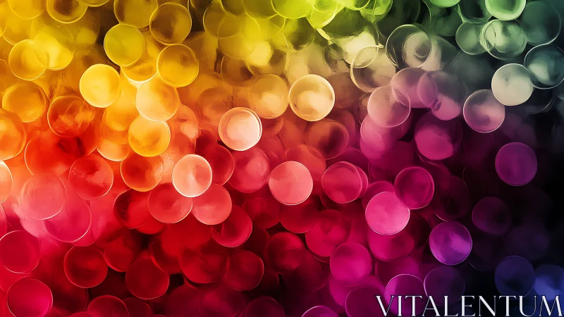 Color bubbles drift in a luminous rainbow-softened storm