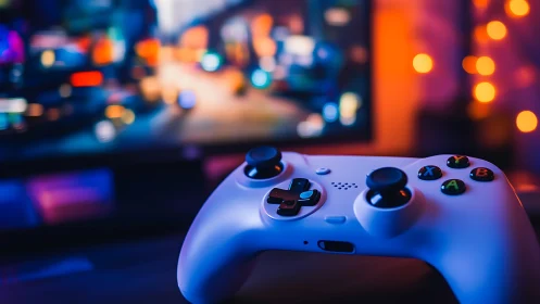Gaming Controller in Ambient Luminescence with Urban Bokeh