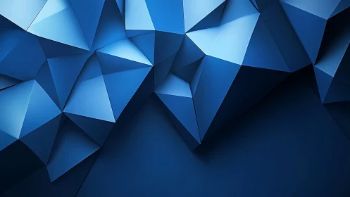 Shattered sapphire planes fold into deep geometric dusk.