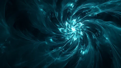 Celestial teal vortex swirling through digital deep space.