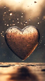 Golden Heart Glowing in Magical Bokeh Light