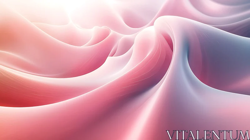 Volumetric gradient folds in soft pink and white abstraction
