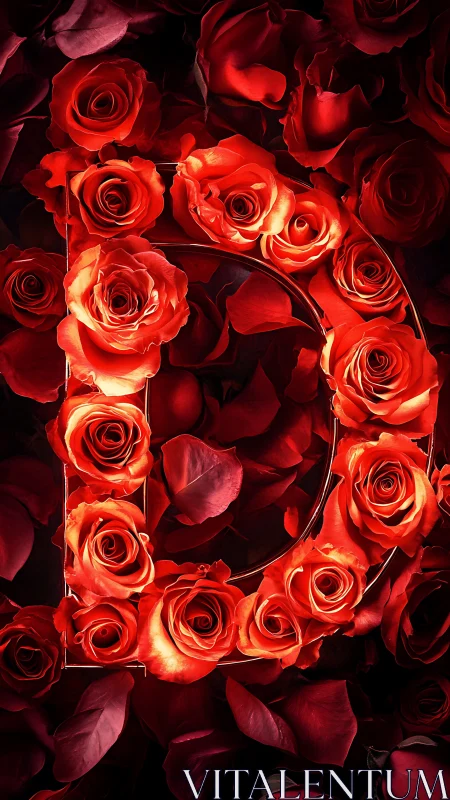Glowing Red Rose Number Zero Floral Arrangement.