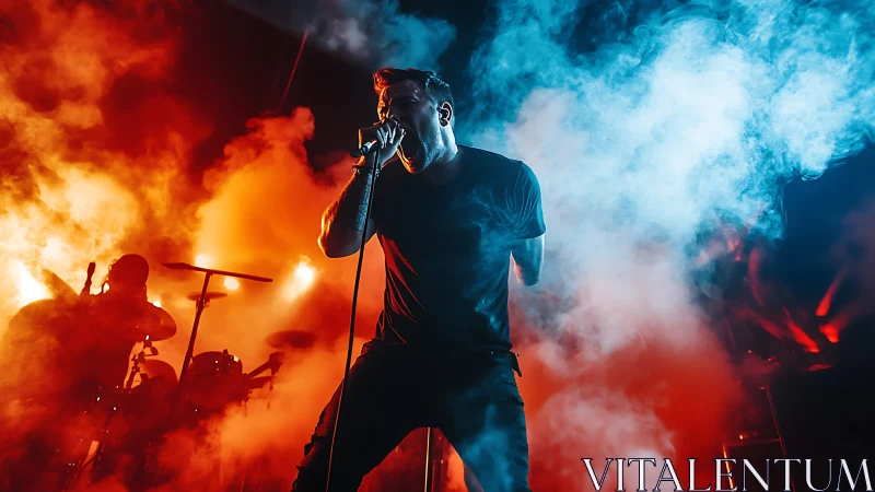 Singer commands a smoke filled stage in blazing concert light