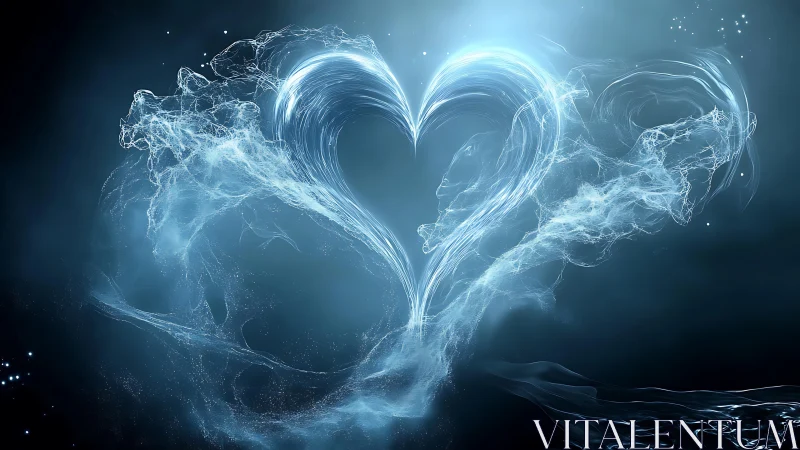 Luminescent Heart Shape in Electric Blue Energy