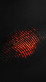 Glowing red fingerprint pattern floats on deep black void.