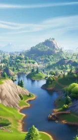 Luminous Valley: Where Sky Kisses Emerald Terrain.