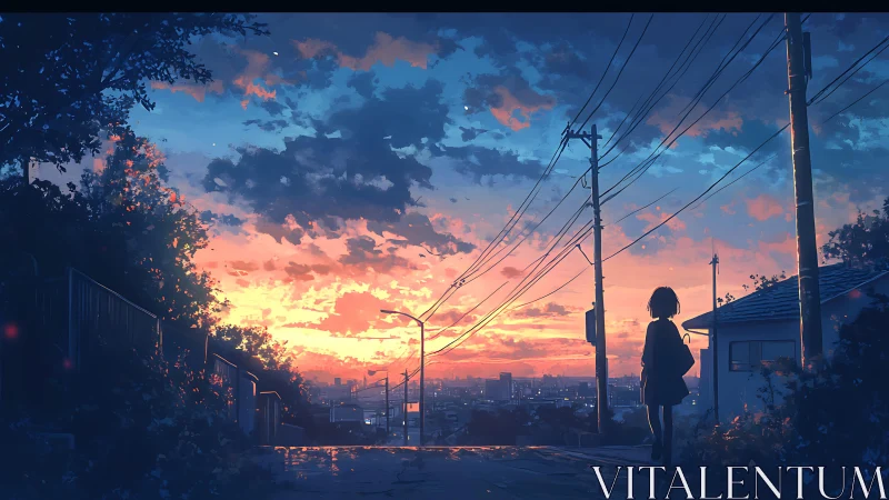 Twilight wires cradle a quiet city as one dreamer lingers