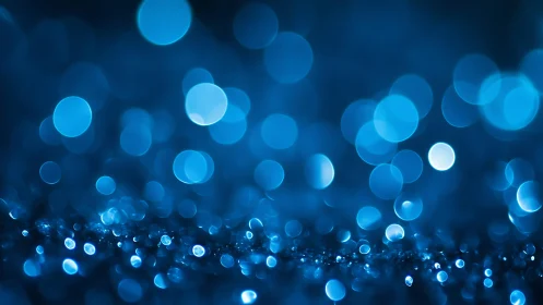 Dreamy Blue Bokeh Lights Abstract Background with Soft Focus.