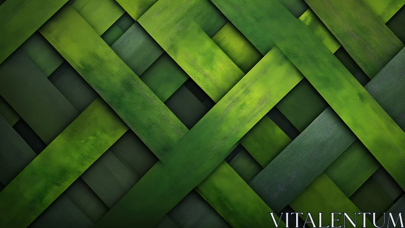 Interlaced green planks with directional lighting and fine wood grain