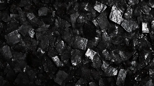 Glistening black coal chunks form a dramatic textured field