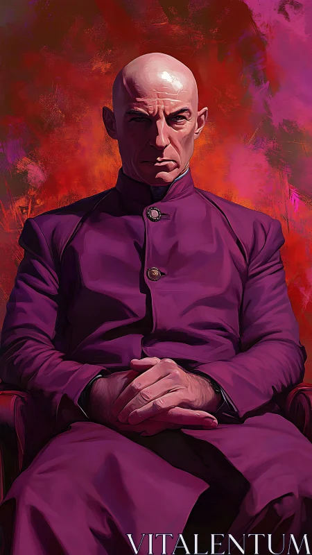 Crimson storm smolders behind the inscrutable violet stare