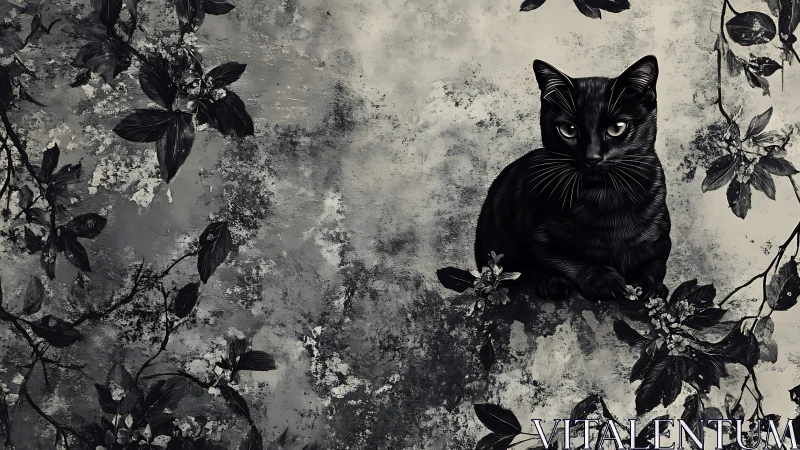Luminous Obsidian: When Felines Haunt Forgotten Walls.