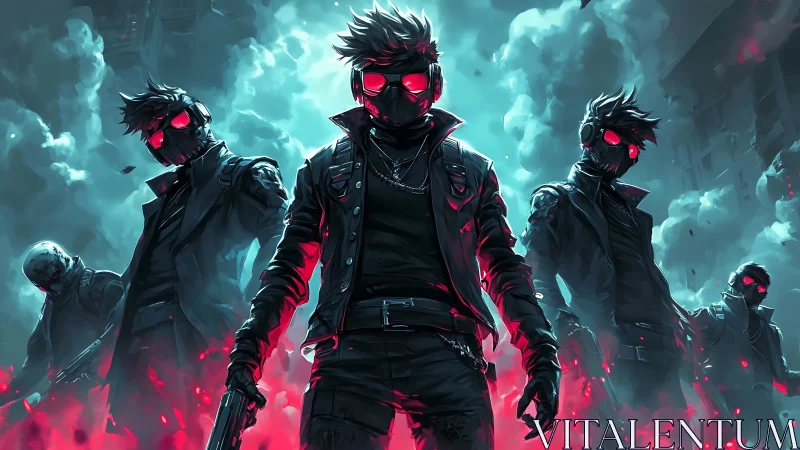 Neon stormwalkers stride through smoke and embers of revolt