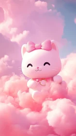 Adorable Kitty Dreams: Pink Bow Cloud Magic.