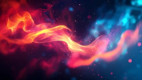 Abstract Energy Waves Collision in Vibrant Red Blue.