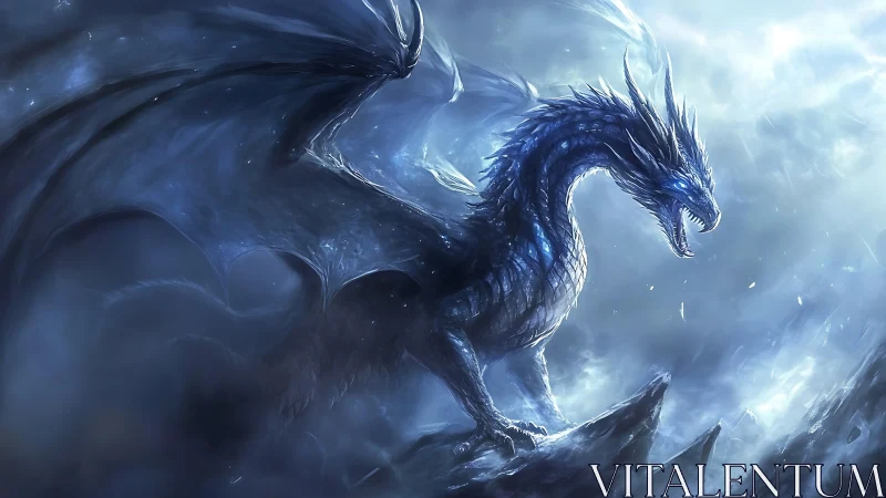 Froststorm dragon crowned in lightning over shattered peaks.