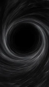Monochrome vortex swirl centers on a circular black void