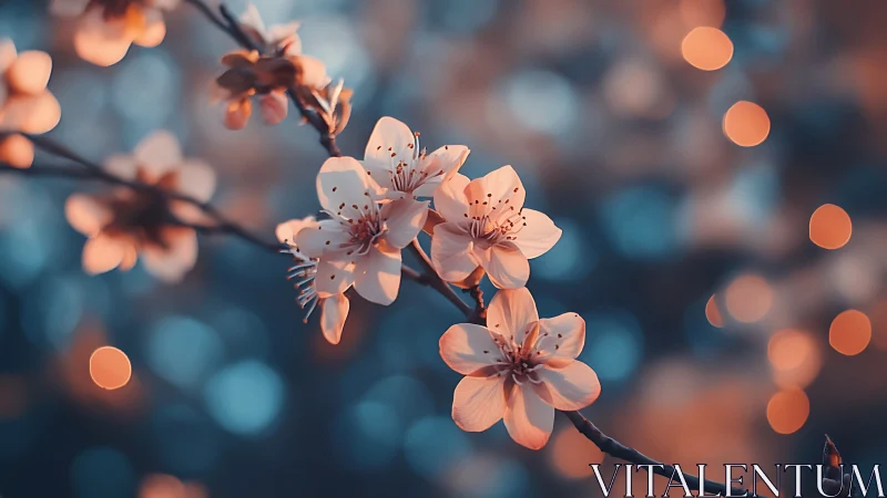 Delicate Blossoms Glowing Against Bokeh Backdrop.