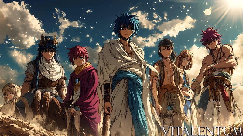 Desert sky companions gathered beneath a blazing sun.