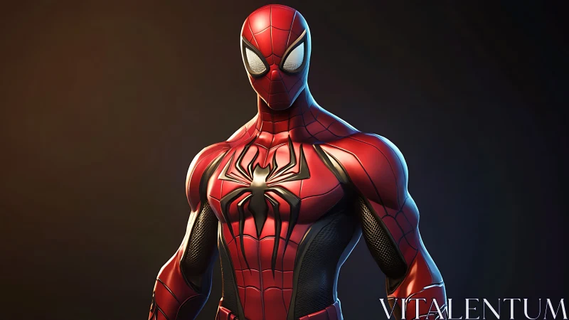 Sleek red spider-hero poised in cinematic studio light.