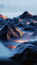 Soft sunrise light gliding over calm midnight waves.