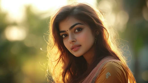 Backlit portrait in shallow-depth bokeh field illumination.