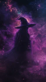 Midnight sorcerer rises within swirling violet stardust