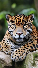 Jaguar Portrait in Sharp Focus with Spotted Coat Pattern