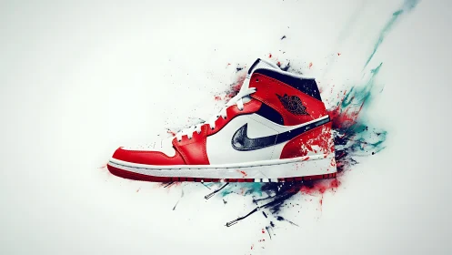 Streetwise sneaker rockets through splashes of kinetic color