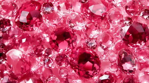 Radiant pink gemstones shimmer in a luminous jewel cascade