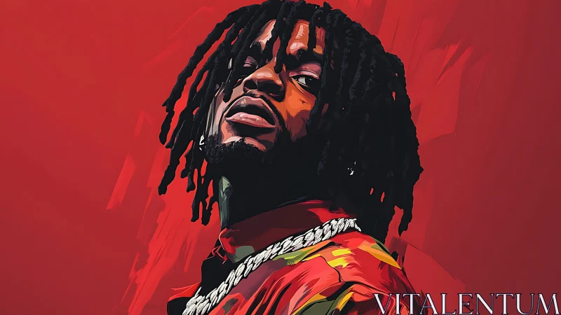 Bold hip hop portrait with red minimal vector drama.