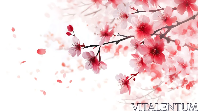 Cherry Blossom Cascade: Computational Floral Arrangement with Depth Blur.