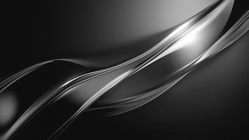 Silvery flowing ribbons over a calm charcoal horizon.