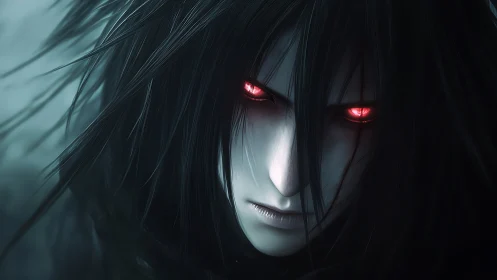 Crimson-eyed night stalker glows through the drowned shadows.