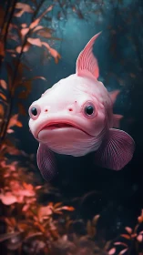 Surreal pink fish rendered in detailed cinematic close-up