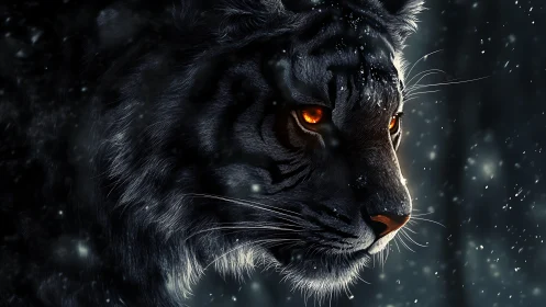 Tiger profile in low light conditions is rendered in detail