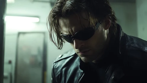 Leather shadows cradle the silent vigil of a wired night