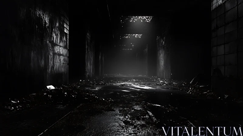 Mysterious tunnel glows softly where distant light seeps in