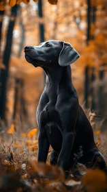 Ebony woodland guardian studies the ember-bright autumn hush