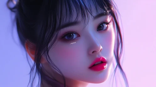Neon-kissed gaze floats between dusk light and daydreams