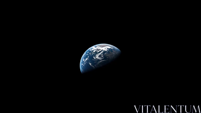 Earth partially illuminated against deep black space field.