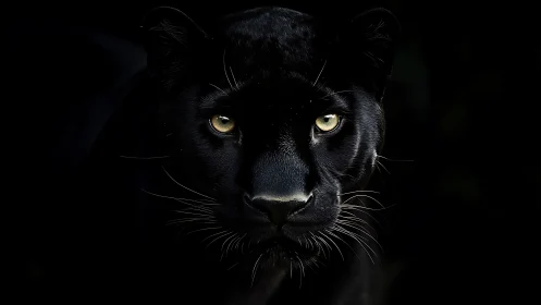 Majestic Black Panther with Piercing Golden Eyes