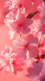 Pink Blossoms with Translucent Petals and Filaments.