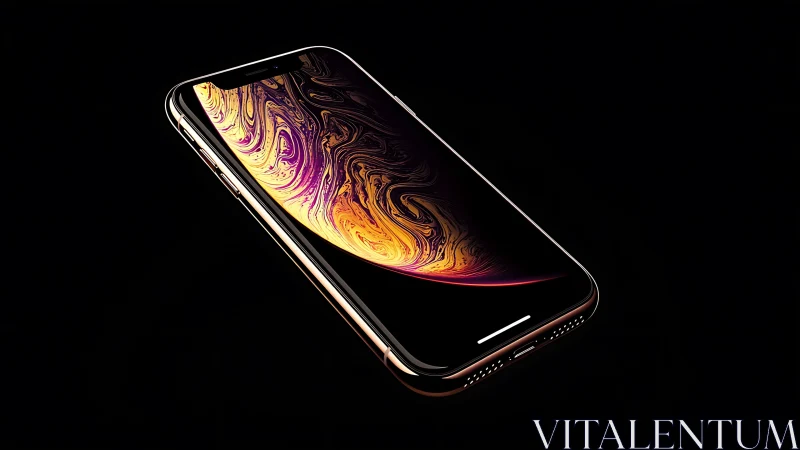 Premium smartphone displaying fluid abstract liquid gradient wallpaper