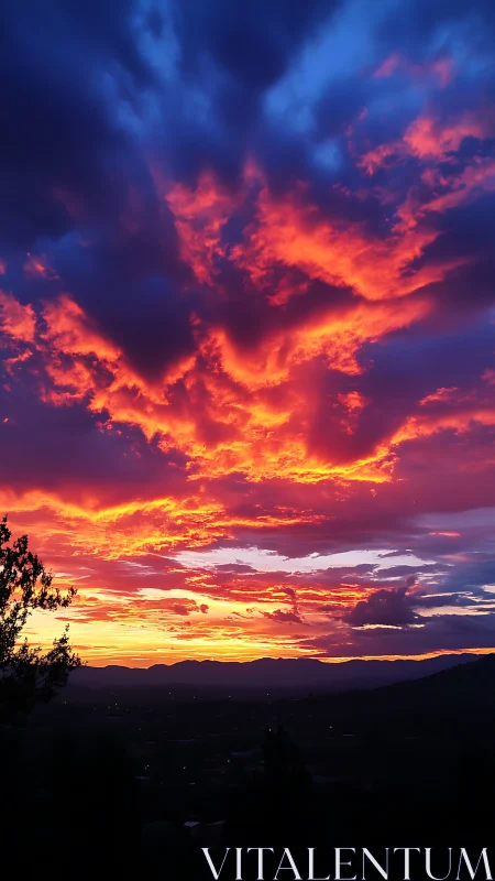 Sky shows stratified clouds illuminated by low-angle sunset light