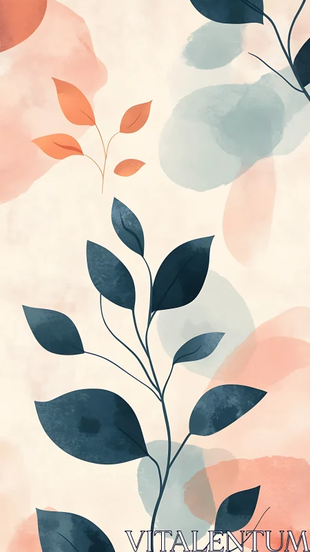 Soft leafy branches sway gently in warm pastel colors
