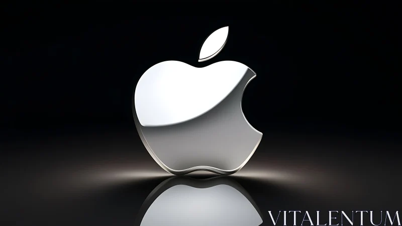 Luminous Apple Logo in Elegant 3D Studio Setting with Reflection