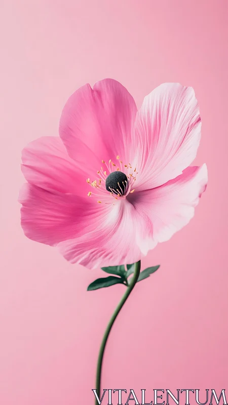 Pink cosmos flower rendered with gradient petaling against pastel background.