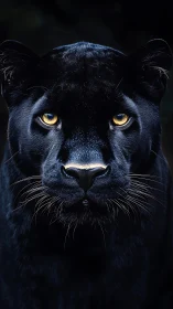 Black Panther Portrait with Golden Eyes.